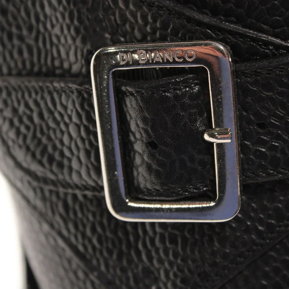 Di Bianco NWD Single Monk Strap Dress Shoes Size 9 US in Black Pebbled Leather